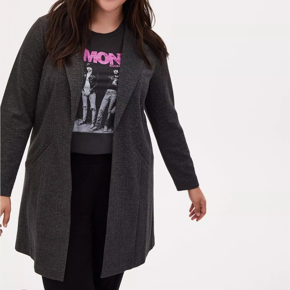 Gray Torrid Long Open Front Coat Size 1
